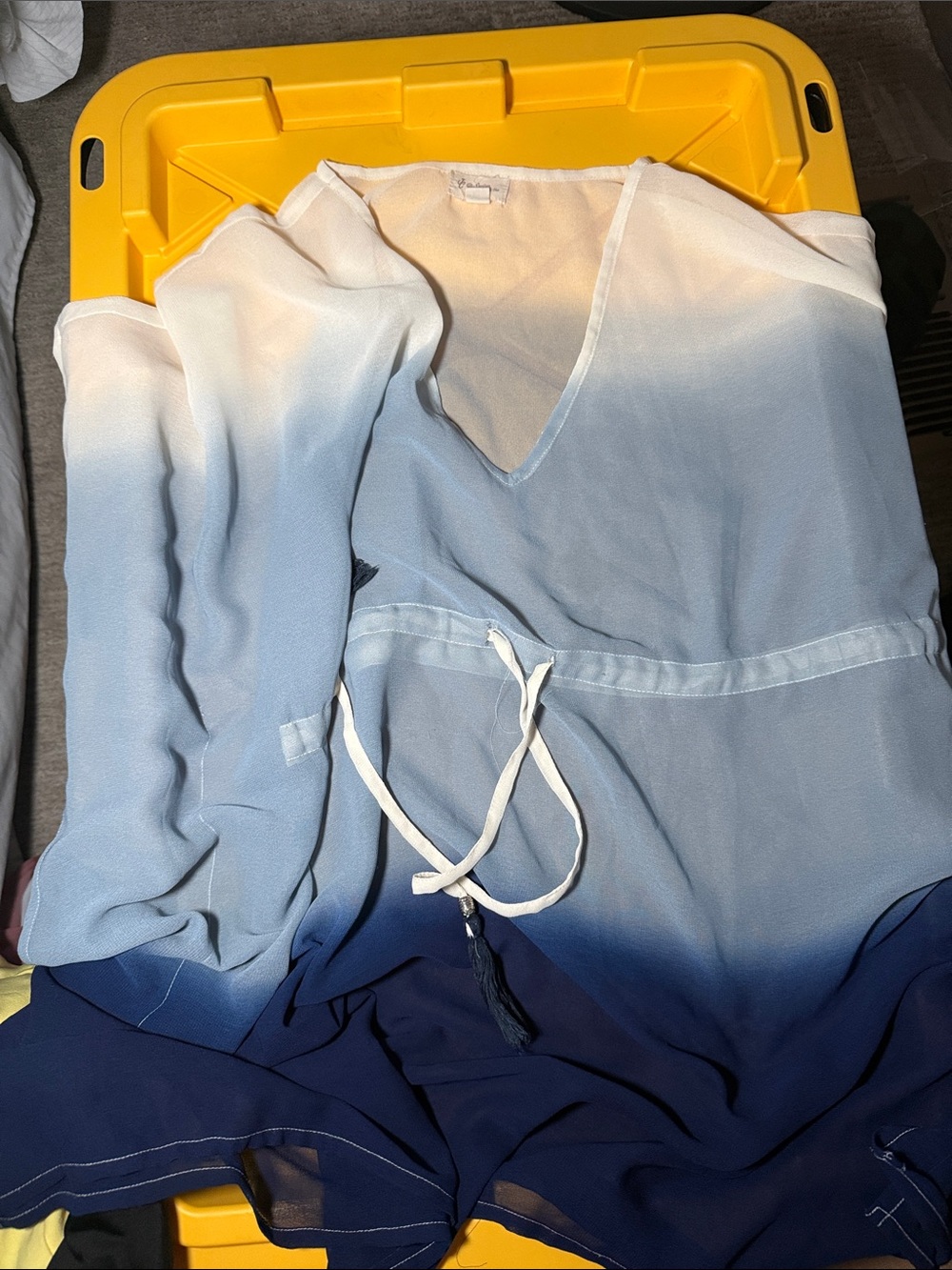 Ombre Blue to White Tie-Waist coverup    s-m